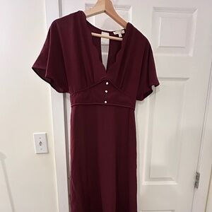 Burgundy crepe party dress